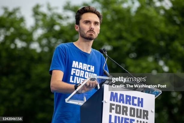 June 11: Gun violence survivor and activist David Hogg speaks at the March for our Lives rally against gun violence at the National Mall in...
