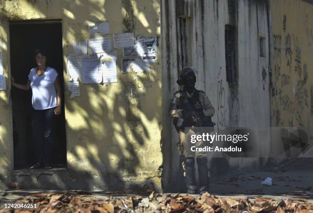 Officers target gang members in Complexo do Alemao neighborhood as police raid on slum in Rio de Janeiro, Brazil leaves 18 dead on July 21, 2022. At...