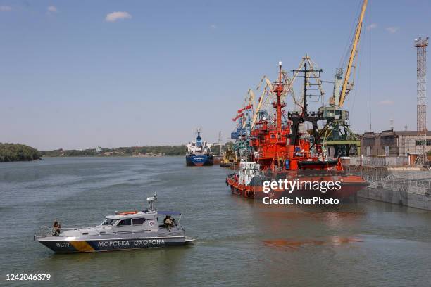 Sea secerity motorboat is seen at Izmail river port on Danube river, in Odesa region, Ukraine, July 21, 2022.