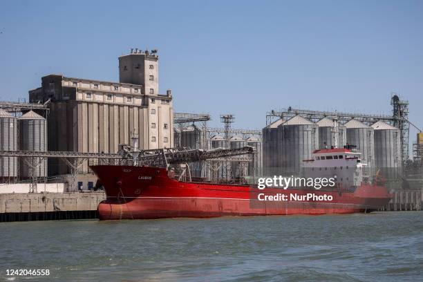 The vessel waits to be loaded at Reni river port on Danube river, in Odesa region, Ukraine, July 21, 2022.