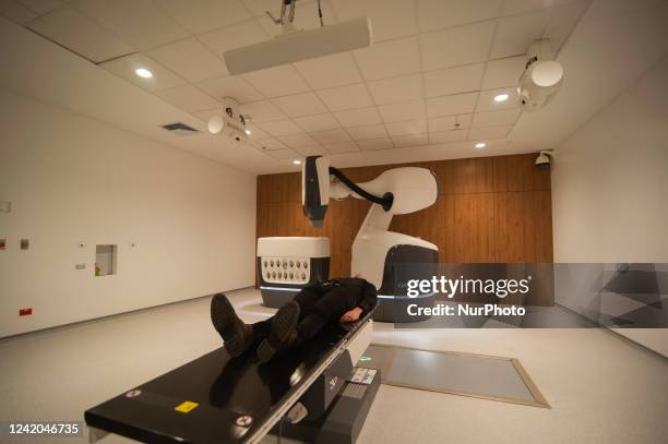 Radiotherapy operation room with a CyberKnife Accuray robot for operations seen during the inauguration of the CTIC the most modern research centre...