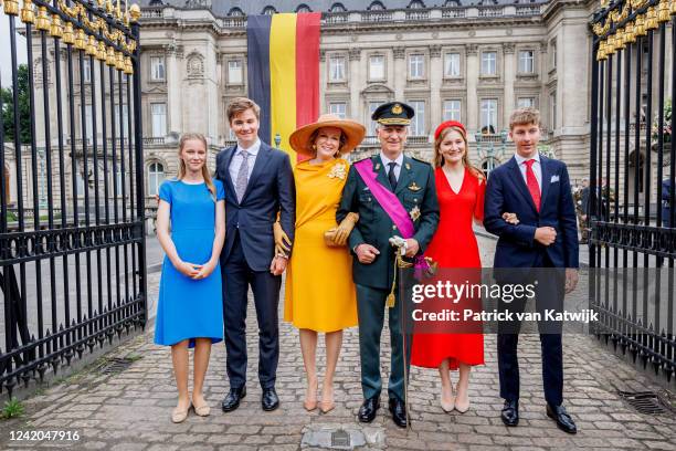 King Philippe of Belgium, Queen Mathilde of Belgium, Princess Elisabeth of Belgium, Prince Gabriel of Belgium, Princess Eleonore of Belgium and...