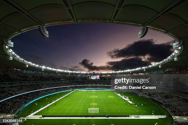 General view of the stadium during the Pre-Season friendly match between Leeds United and Crystal Palace at Optus Stadium on July 22, 2022 in Perth,...