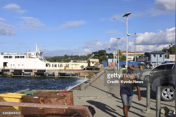 Photo taken July 21 shows a port in the Solomon Islands' capital Honiara. China is building a stadium in Honiara for the 2023 Pacific Games.