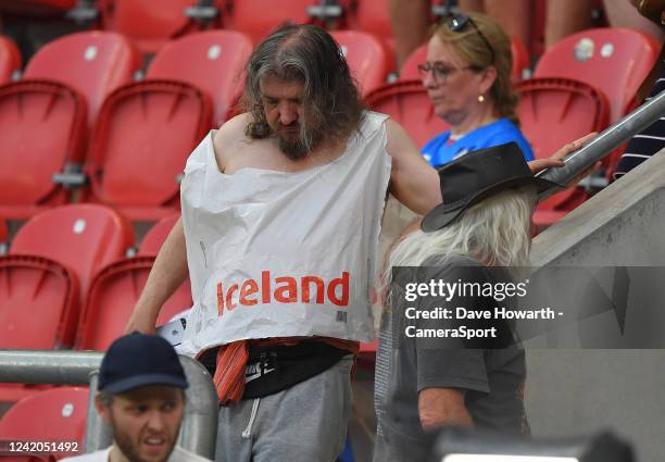 An Iceland fan during the UEFA Women's Euro England 2022 group D match between Iceland and France at The New York Stadium on July 18, 2022 in...