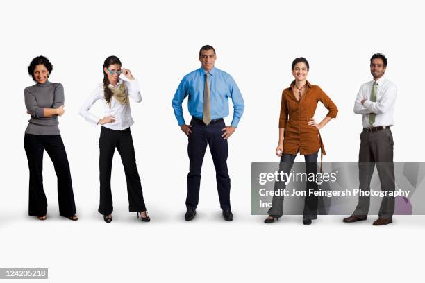 diverse business people standing together - five people standing stock pictures, royalty-free photos & images