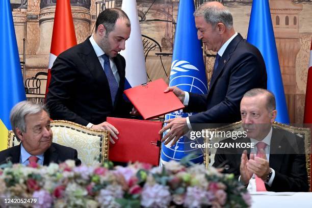 Minister of Infrastructure of Ukraine Oleksandr Kubrakov, United Nations Secretary-General Antonio Guterres, Turkish President Recep Tayyip Erdogan...