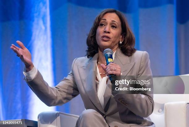 Vice President Kamala Harris during a discussion at the National Urban League annual conference in Washington, D.C., US, on Friday, July 22, 2022....