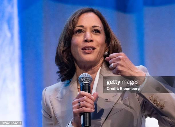 Vice President Kamala Harris during a discussion at the National Urban League annual conference in Washington, D.C., US, on Friday, July 22, 2022....