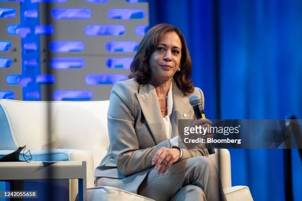 Vice President Kamala Harris during a discussion at the National Urban League annual conference in Washington, D.C., US, on Friday, July 22, 2022....