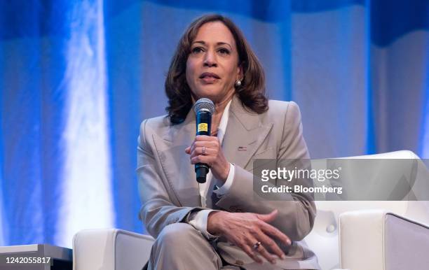 Vice President Kamala Harris during a discussion at the National Urban League annual conference in Washington, D.C., US, on Friday, July 22, 2022....