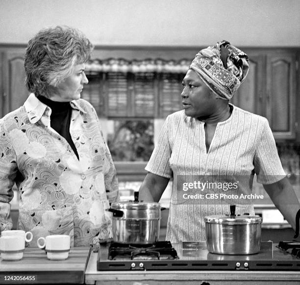 Maude and Florida Evans share some kitchen time in the 'Florida's Problem' episode of the CBS television series "Maude." Air date February 13, 1973.