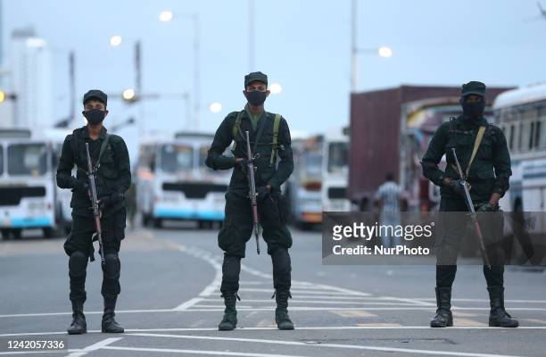 Sri Lanka Army provided security to the Presidential Secretariat in Colombo, Sri Lanka on July 22 after the Presidential Secretariat was freed from...