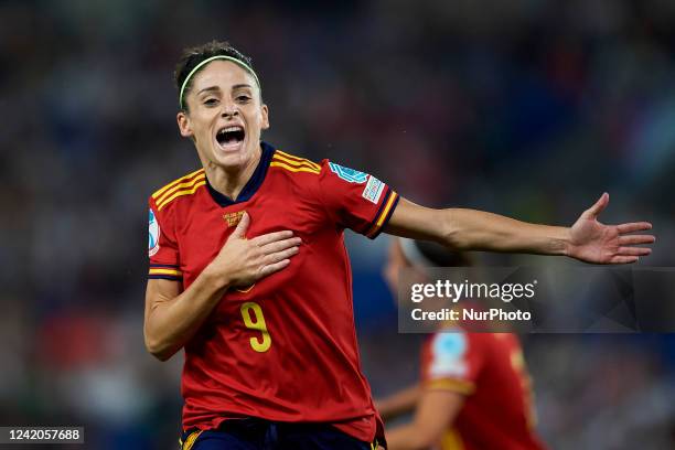 Ester Gonzalez of Spain celebrates after scoring her sides first goal during the UEFA Women's Euro England 2022 Quarter Final match between England...