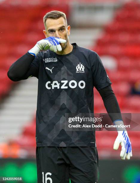 Marseilles Pau Lopez during the Football Friendly match between Middlesbrough and Olympique de Marseille at Riverside Stadium on July 22, 2022 in...