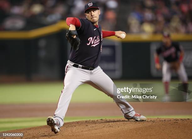 Patrick Corbin of the Washington Nationals pitches in the first inning during the MLB game against the Arizona Diamondbacks at Chase Field on July...