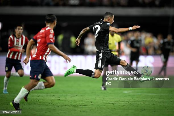 Angel Di Maria of Juventus during the Preseason Friendly match between Juventus and Chivas de Guadalajara at Allegiant Stadium on July 22, 2022 in...