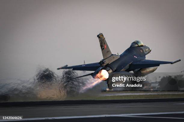 Turkish military aircraft is seen at the Incirlik 10th Tanker Base Command in Adana, Turkiye on May 25, 2022. The aircrafts "Akinci" of their speed...