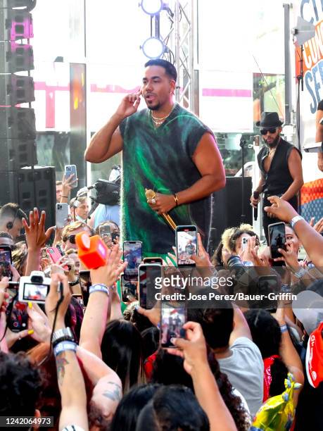 Romeo Santos is seen performing at the Citi Concert Series for the 'Today' show at the Rockefeller Plaza on July 22, 2022 in New York City.