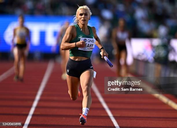 Oregon , United States - 22 July 2022; Sarah Leahy of Ireland during the women's 4x100m relay during day eight of the World Athletics Championships...