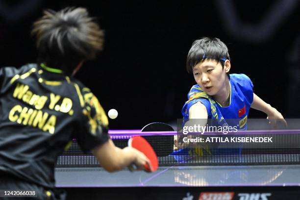 Chinas Wang Manyu competes against Chinas Wang Yidi during the womens single final match of the World Table Tennis Champions European Summer Series...