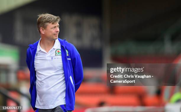 Blackbrun Rovers' head coach Jon Dahl Tomasson during the Pre-season Friendly match between Lincoln City and Blackburn Rovers at LNER Stadium on July...