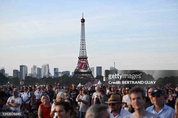 People attend a concert by British rock band The Rolling Stones as part of their 'Stones Sixty European Tour', at the Hippodrome ParisLongchamp, in...