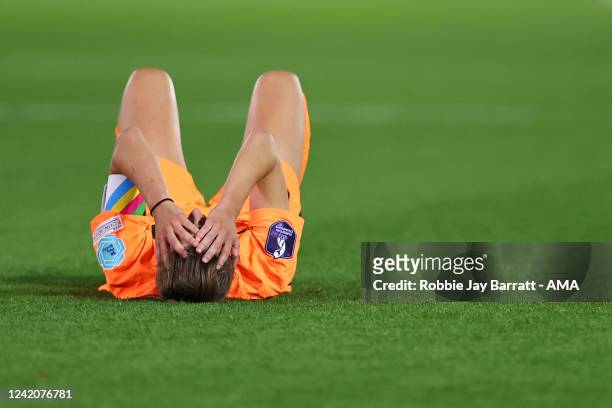 Dejected Vivianna Miedema of Netherlands Women at full time during the UEFA Women's Euro England 2022 Quarter Final match between France and...