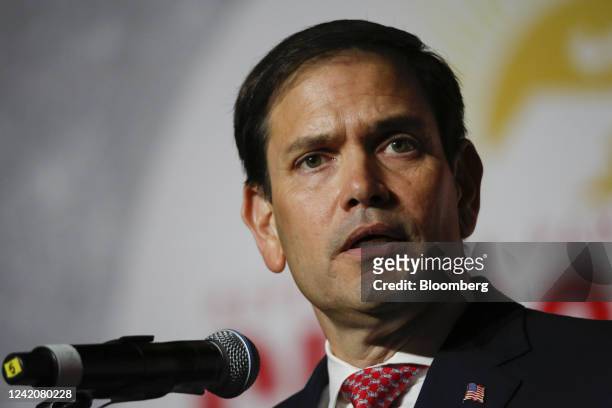 Senator Marco Rubio, a Republican from Florida, speaks during the Republican Party of Florida 2022 Victory Dinner in Hollywood, Florida, US, on...