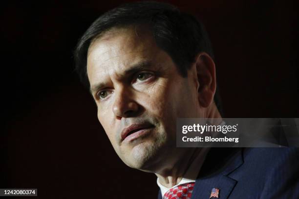 Senator Marco Rubio, a Republican from Florida, speaks during the Republican Party of Florida 2022 Victory Dinner in Hollywood, Florida, US, on...