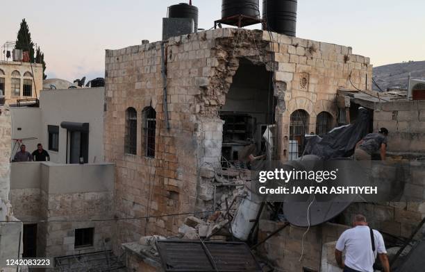 Picture taken after clashes between Israeli troops and Palestinian gunmen in the Old City of Nablus in the occupied West Bank on July 24, 2022 shows...