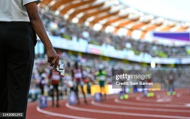 Oregon , United States - 23 July 2022; A general view of a starters pistol before the men's 800m final during day nine of the World Athletics...