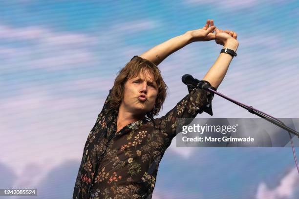 Nick Allbrook from Pond performs on Day 3 at Splendour in the Grass 2022 on July 22, 2022 in Byron Bay, Australia.