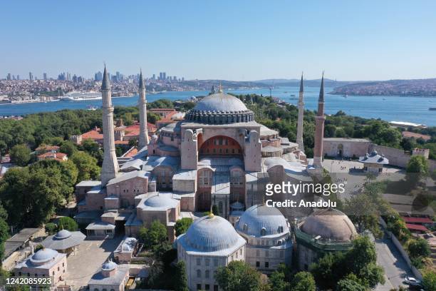 An aerial view of the Hagia Sophia Grand Mosque in Istanbul, Turkiye on July 24, 2022. The Hagia Sophia Grand Mosque, which was converted into a...