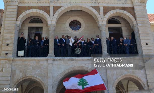 Lebanon's Maronite Patriarch Bechara al-Rahi , addresses worshippers in Diman, his summer residence in north Lebanon, as a number of Christians...