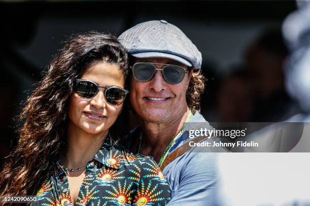 Matthew McCONAUGHEY and his wife Camila ALVES McCONAUGHEY during the F1 Grand Prix of France at Circuit Paul Ricard on July 24, 2022 in Le Castellet,...