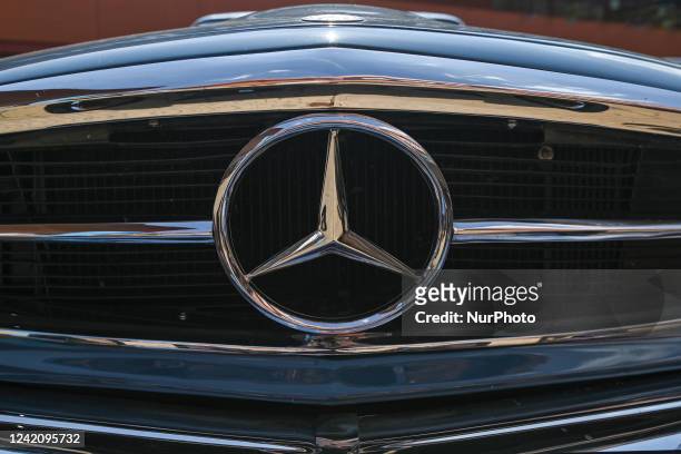 Logo seen on a vintage model of MERCEDES-BENZ, seen during the 23rd Podkarpackie Historical Vehicles Rally in Rzeszow. On Saturday, July 23 in...