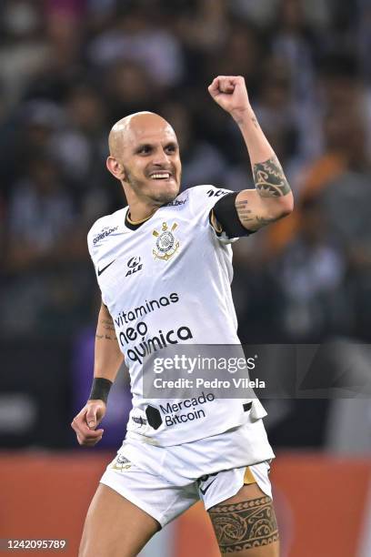 Fabio Santos of Corinthians celebrates after scoring the second goal of his team during a match Atletico Mineiro and Corinthians as part of...