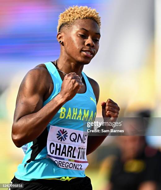 Oregon , United States - 24 July 2022; Devynne Charlton of Bahamas after the women's 100m hurdles semi-final during day ten of the World Athletics...