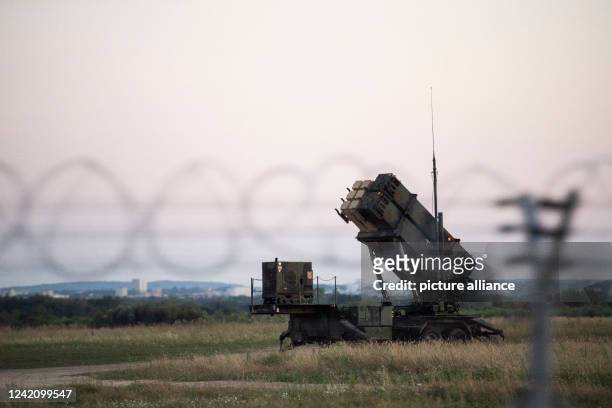 July 2022, Poland, Rzeszow: MIM-104 Patriot short-range anti-aircraft missile systems for defense against aircraft, cruise missiles and medium-range...