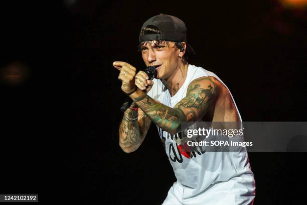 Niccolo Moriconi better known as Ultimo performs live on stage during the Stadi 2022 at San Siro Stadium.