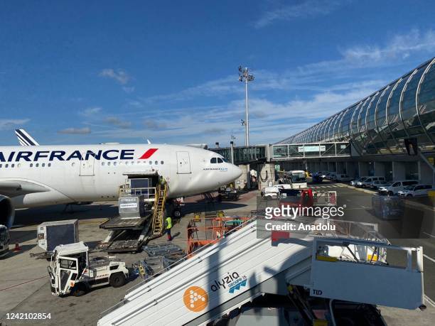 View of Paris Charles de Gaulle Airport as the number of passengers and flights on rise while mass staff shortages continue with flight disruptions,...
