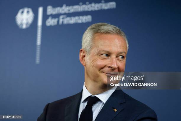 France's Finance Minister Bruno Le Maire looks on during a joint press conference with his German counterpart at the Finance Ministry in Berlin on...