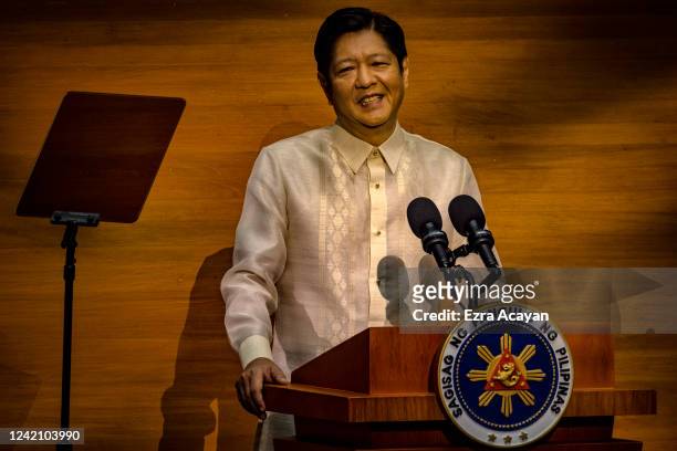 Philippine President Ferdinand "Bongbong" Marcos Jr. Delivers his first State of the Nation Address before lawmakers at the House of Representatives...