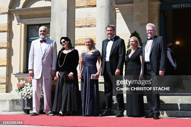 Albanian Prime Minister Edi Rama , his wife Linda Rama , the wife of Bavaria's State Premier Karin Baumueller-Soeder, Bavarian State Premier Markus...