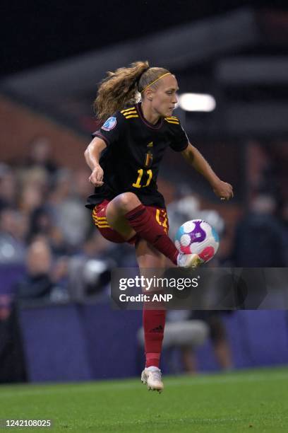 Janice Cayman of Belgium women during the women's quarterfinal match between Sweden and Belgium on July 21, 2022 in Leigh, England. ANP | Dutch...