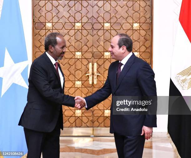 Somalian President Hassan Sheikh Mohamud meets Egyptian President Abdel Fattah al-Sisi in Cairo, Egypt on June 25, 2022.