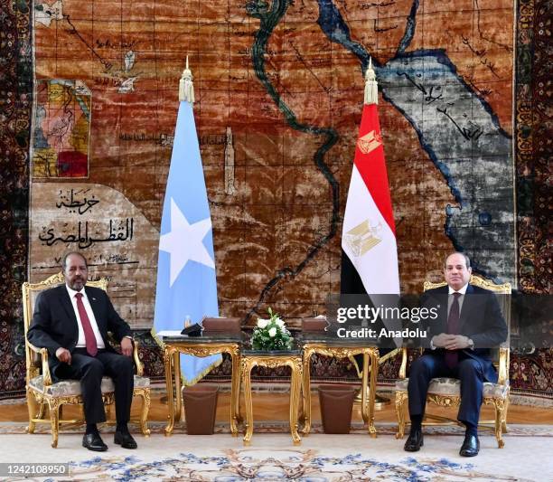 Somalian President Hassan Sheikh Mohamud meets Egyptian President Abdel Fattah al-Sisi in Cairo, Egypt on June 25, 2022.