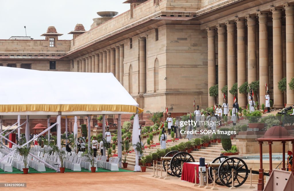 India's newly elected President Droupadi Murmu with outgoing