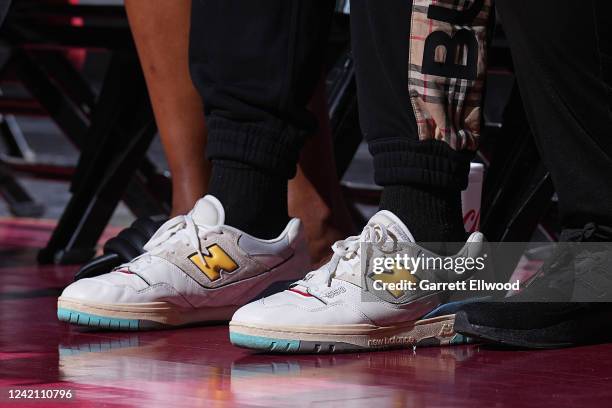The sneakers worn by Jamal Murray of the Denver Nuggets during the 2022 Las Vegas Summer League on July 11, 2022 at the Thomas & Mack Center in Las...
